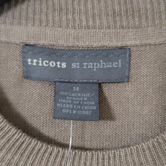 Tricots St Raphael Argyle Sweater M Brown Pullover Preppy Crew Grandpa Academia - Picture 3 of 6